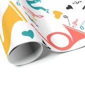 Colorful Music Instruments Note & Hearts Pattern Cadeaupapier (Rol Hoek)