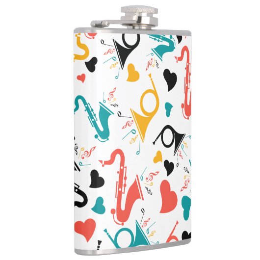 Colorful Music Instruments Note & Hearts Pattern Heupfles (Rechts)