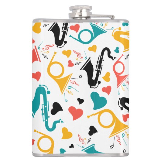 Colorful Music Instruments Note & Hearts Pattern Heupfles (Achterkant)