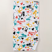 Colorful Music Instruments Note & Hearts Pattern Strandlaken (Voorkant)