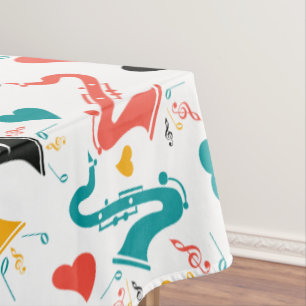 Colorful Music Instruments Note & Hearts Pattern Tafelkleed