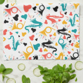 Colorful Music Instruments Note & Hearts Pattern Theedoek (Gevouwen)