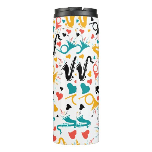 Colorful Music Instruments Note & Hearts Pattern Thermosbeker (Achterkant)