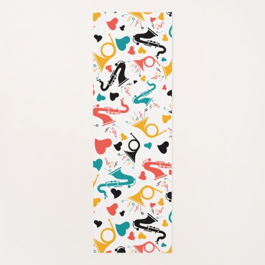 Colorful Music Instruments Note & Hearts Pattern Yogamat (Voorkant)