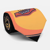 Colorful Music Lover Guitar Lover Black Background Stropdas (Opgerold)