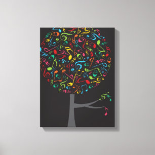 Colorful Music Musical Notes Song Singing Pop Tree Canvas Afdruk