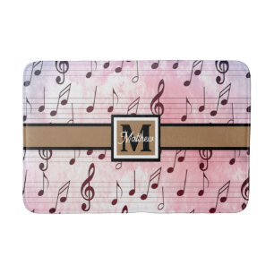 Colorful Music note Musician Monogram Badmat
