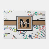 Colorful Music note Musician Monogram Deurmat (Voorkant)