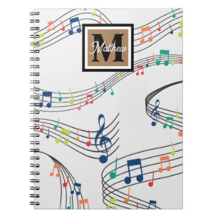 Colorful Music note Musician Monogram Notitieboek