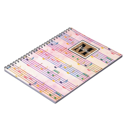 Colorful Music note Musician Monogram Notitieboek (Linkerzijde)