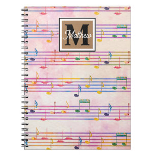 Colorful Music note Musician Monogram Notitieboek