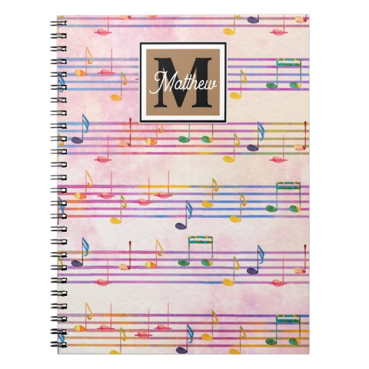 Colorful Music note Musician Monogram Notitieboek (Voorkant)