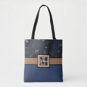 Colorful Music note Musician Monogram Tote Bag (Voorkant)