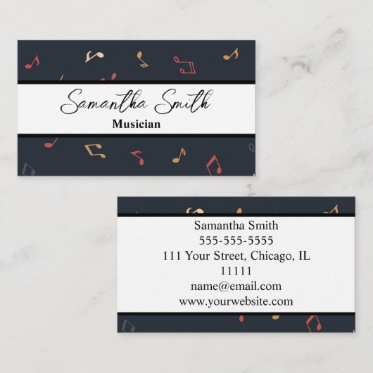 Colorful Music note Musician Music Teacher Visitekaartje (Voorkant / Achterkant)