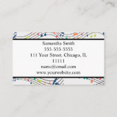 Colorful Music note Musician Music Teacher Visitekaartje (Achterkant)