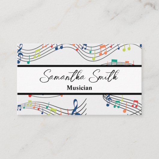 Colorful Music note Musician Music Teacher Visitekaartje (Voorkant)