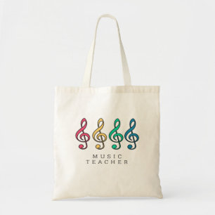 Colorful Music Teacher Canvas tas met Treble Clefs