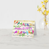Colorful Musical Birds Birthday Kaart Spring Song (Gele Bloem)