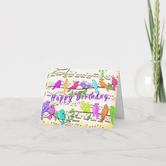 Colorful Musical Birds Birthday Kaart Spring Song (Achterkant)