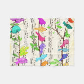 Colorful Musical Birds Fleece Blanket Spring Deken (Voorkant (Horizontaal))