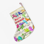 Colorful Musical Birds Kerstmis Stocking Gift Kleine Kerstsok (Achterkant (Hangend))