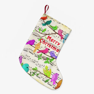Colorful Musical Birds Kerstmis Stocking Gift Kleine Kerstsok