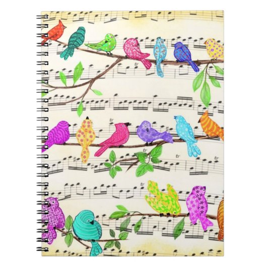 Colorful Musical Birds Notitieboek Spring (Voorkant)