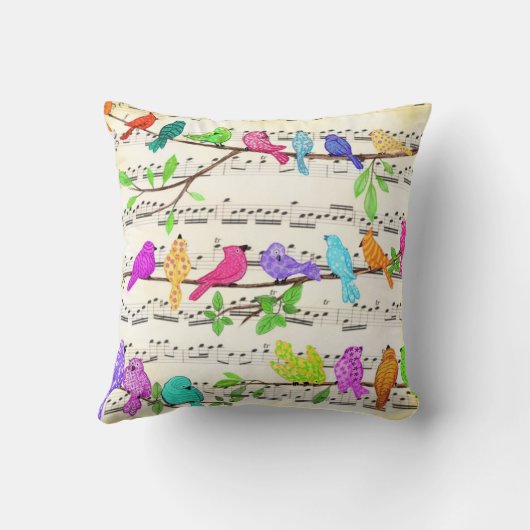 Colorful Musical Birds Sierkussen Spring Joy