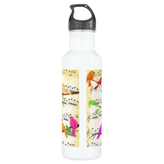 Colorful Musical Birds Water Bottle Spring Waterfles (Achterkant)