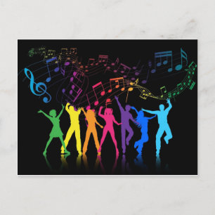 Colorful Musical Notes and Dancers Briefkaart