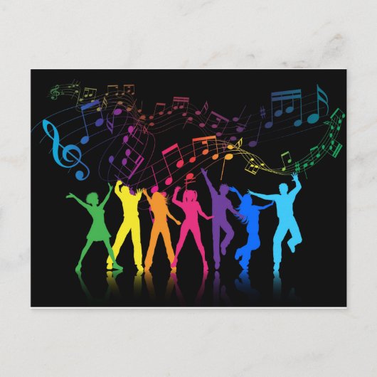 Colorful Musical Notes and Dancers Briefkaart (Voorkant)