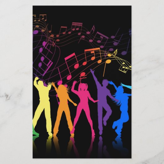 Colorful Musical Notes and Dancers Briefpapier (Voorkant)