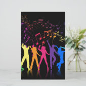 Colorful Musical Notes and Dancers Briefpapier (Staand voorkant)
