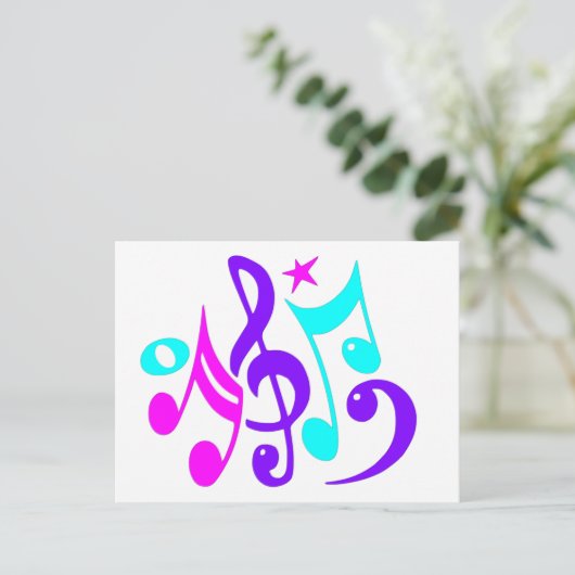 Colorful Musical Notes Briefkaart (Staand voorkant)