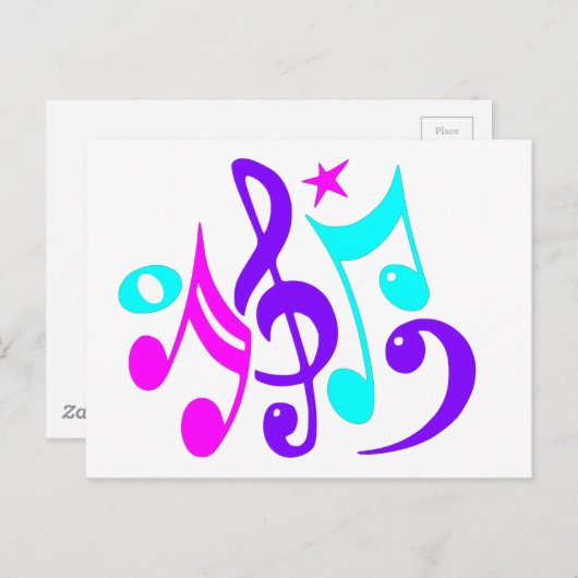 Colorful Musical Notes Briefkaart (Voorkant / Achterkant)
