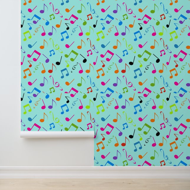 Colorful Musical Notes Design Behang (Applicatie)