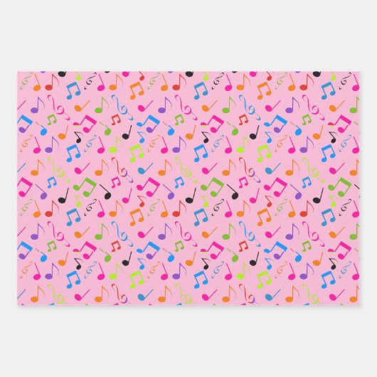 Colorful Musical Notes Design Inpakpapier Vel (Voorkant 3)