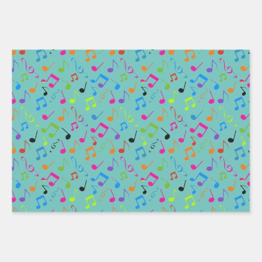Colorful Musical Notes Design Inpakpapier Vel (Voorkant)