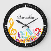 Colorful Musical Notes Grote Klok (Voorkant)