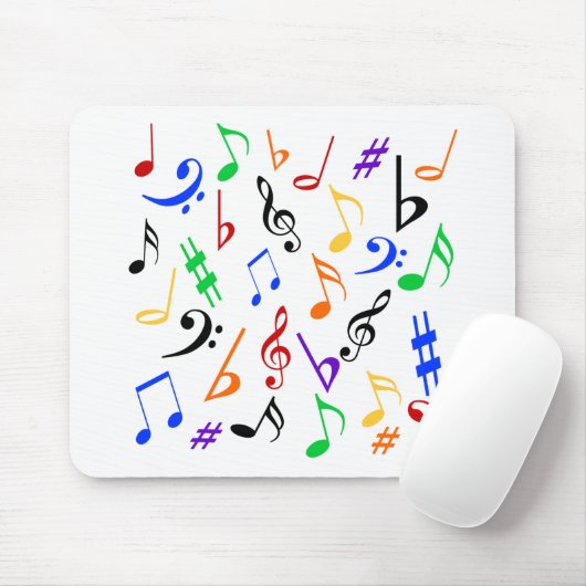 Colorful Musical Notes Mousepad Muismat (Met muis)