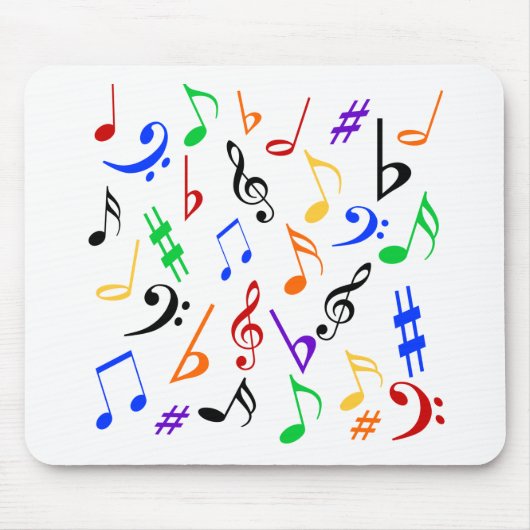 Colorful Musical Notes Mousepad Muismat (Voorkant)