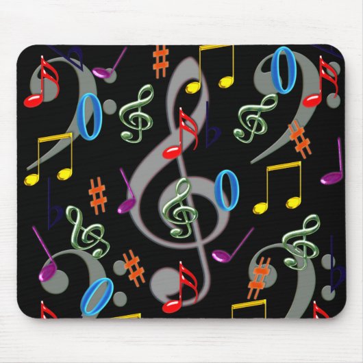 Colorful Musical Notes Mousepad Muismat (Voorkant)