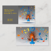 Colorful Musical Notes Peacock Visitekaartje (Voorkant / Achterkant)