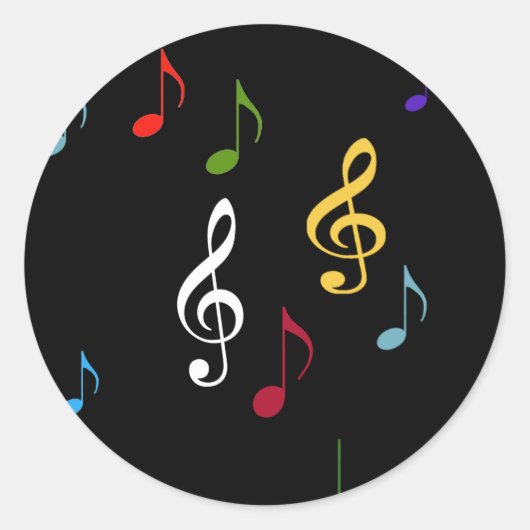 Colorful Musical Notes Ronde Sticker (Voorkant)