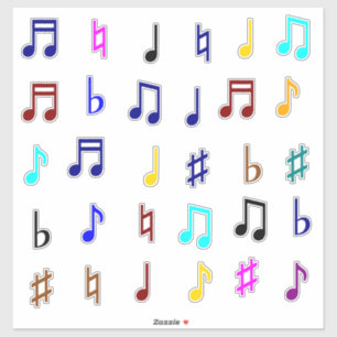 Colorful Musical Notes & Symbols Sticker