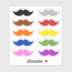 Colorful Mustaches Mustache Funny Humor set van 10 Sticker