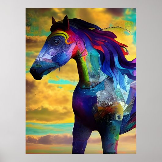Colorful Mustang Horse Poster (Voorkant)