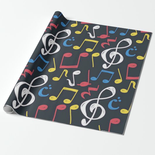 Colorful muzieknoot Patroonmuzikant Cadeaupapier (Uitgerold)