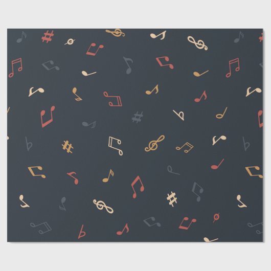 Colorful muzieknoot Patroonmuzikant Cadeaupapier (Vlak)