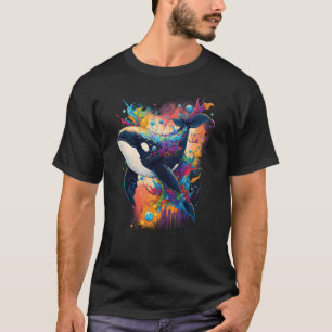 Colorful mystical orca walvis die dolfijnpot bekij t-shirt